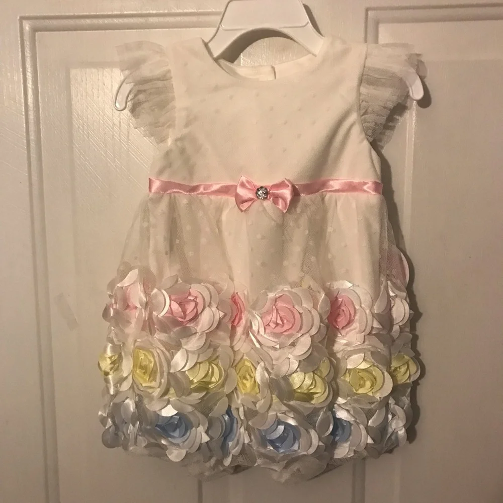 Nannette Baby Ivory Angle-Sleeve Romper 12 months